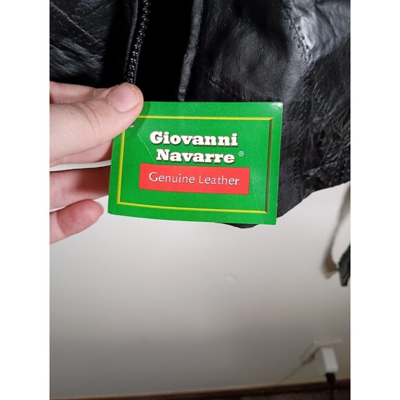 Giovanni Navarre Womens Black Leather Stone Design Zip Belt Jacket Size Small - Picture 4 of 8